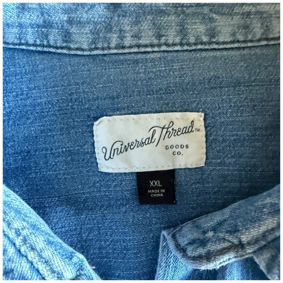 Universal Thread Chambray Denim Shirt Dress Button Front Long Sleeve XXL - Picture 5 of 6